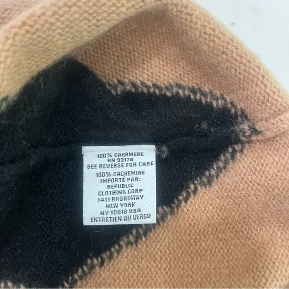 🖤 Magaschoni Cashmere Argyle Sweater V-Neck | Classic Luxury Knit | Size L - Picture 5 of 5